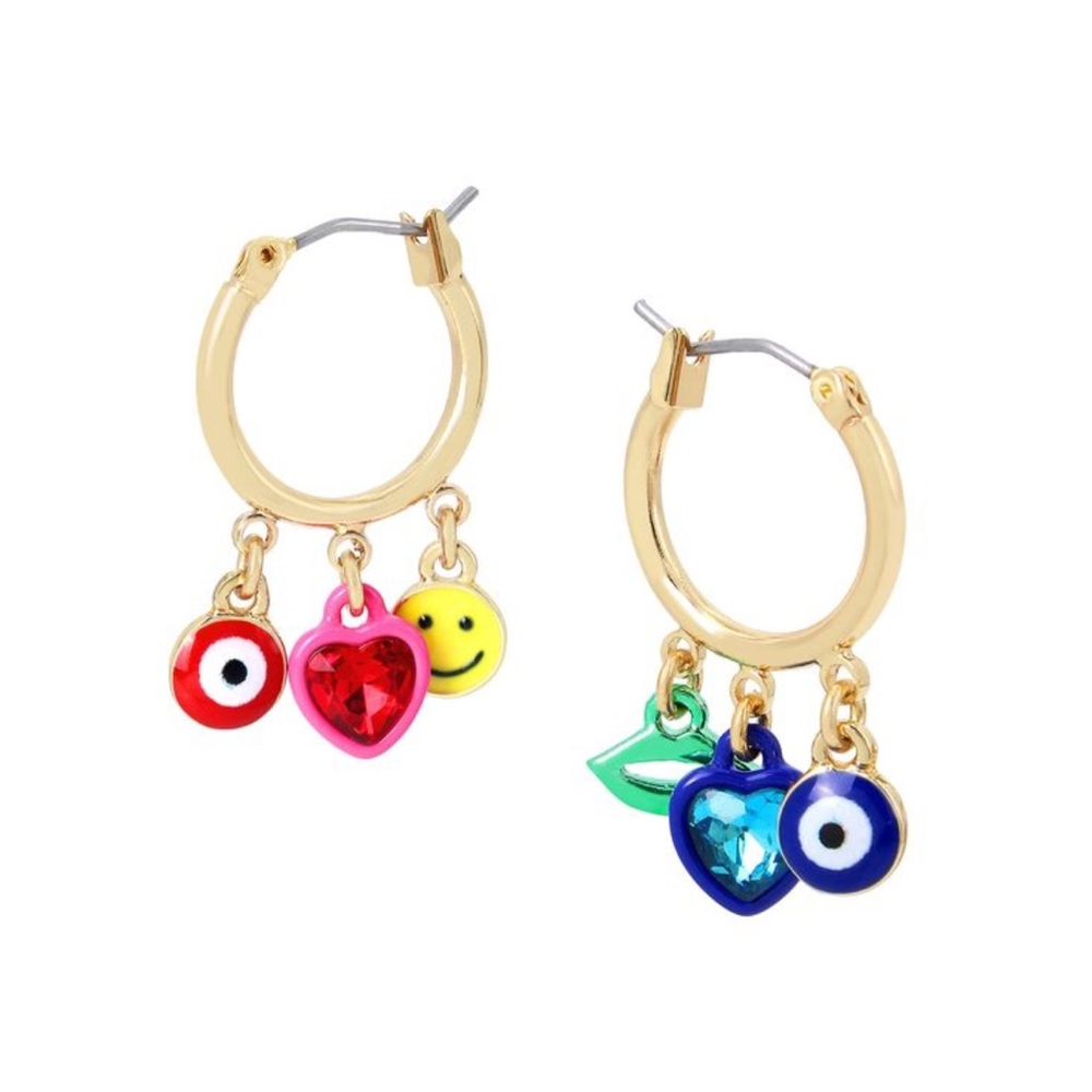 Brand New Sold Out Betsey Johnson Charm Huggie Earrings